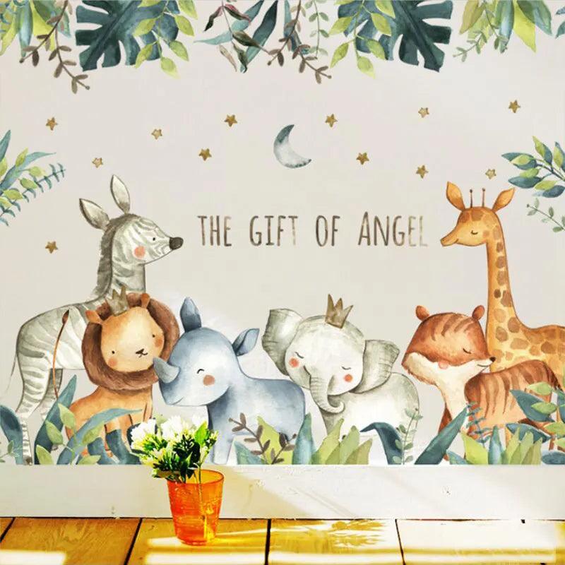 Reusable adhesive cartoon animal room stickers for kids - Northern Interiors