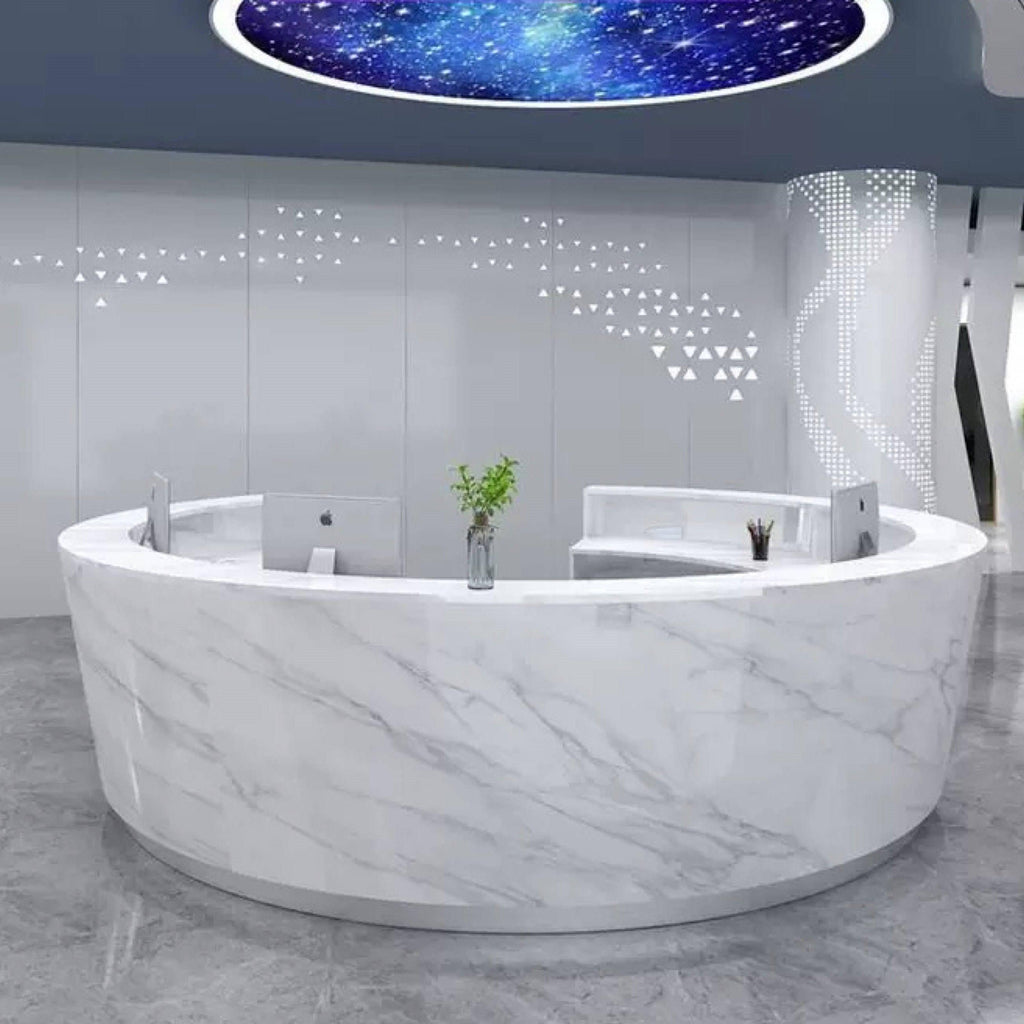 Round Modern Marble Look Reception Desk – Northern Interiors - CA