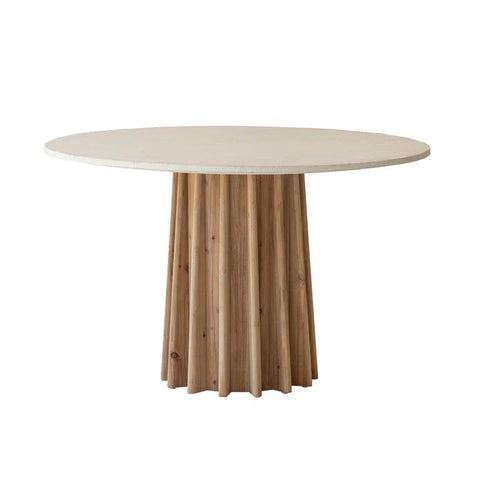 Sculpture Oak Concrete Finish Top Round Dining Table - Northern Interiors