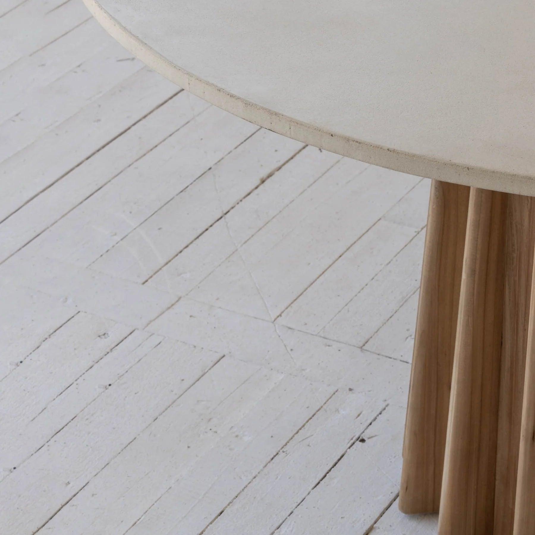 Sculpture Oak Concrete Finish Top Round Dining Table - Northern Interiors