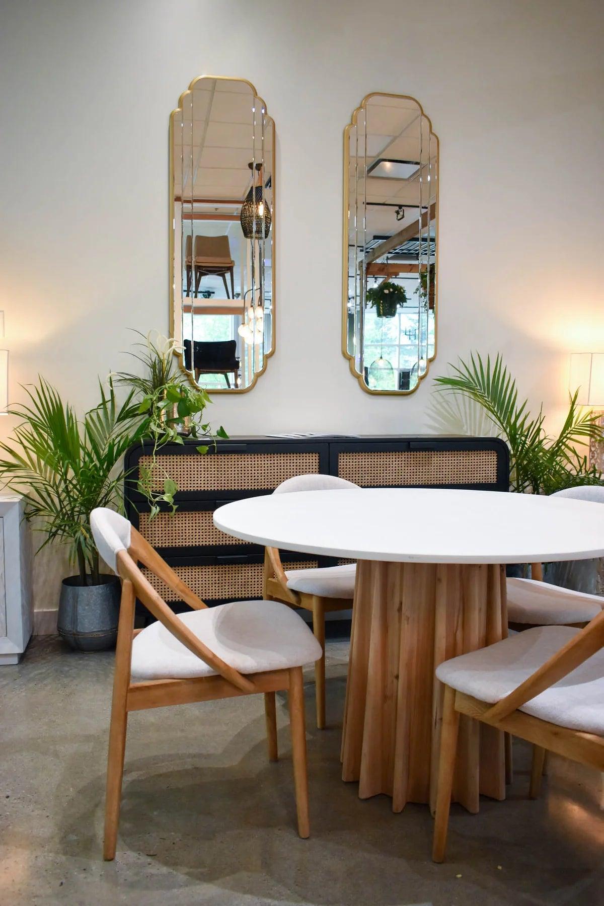 Sculpture Oak Concrete Finish Top Round Dining Table - Northern Interiors
