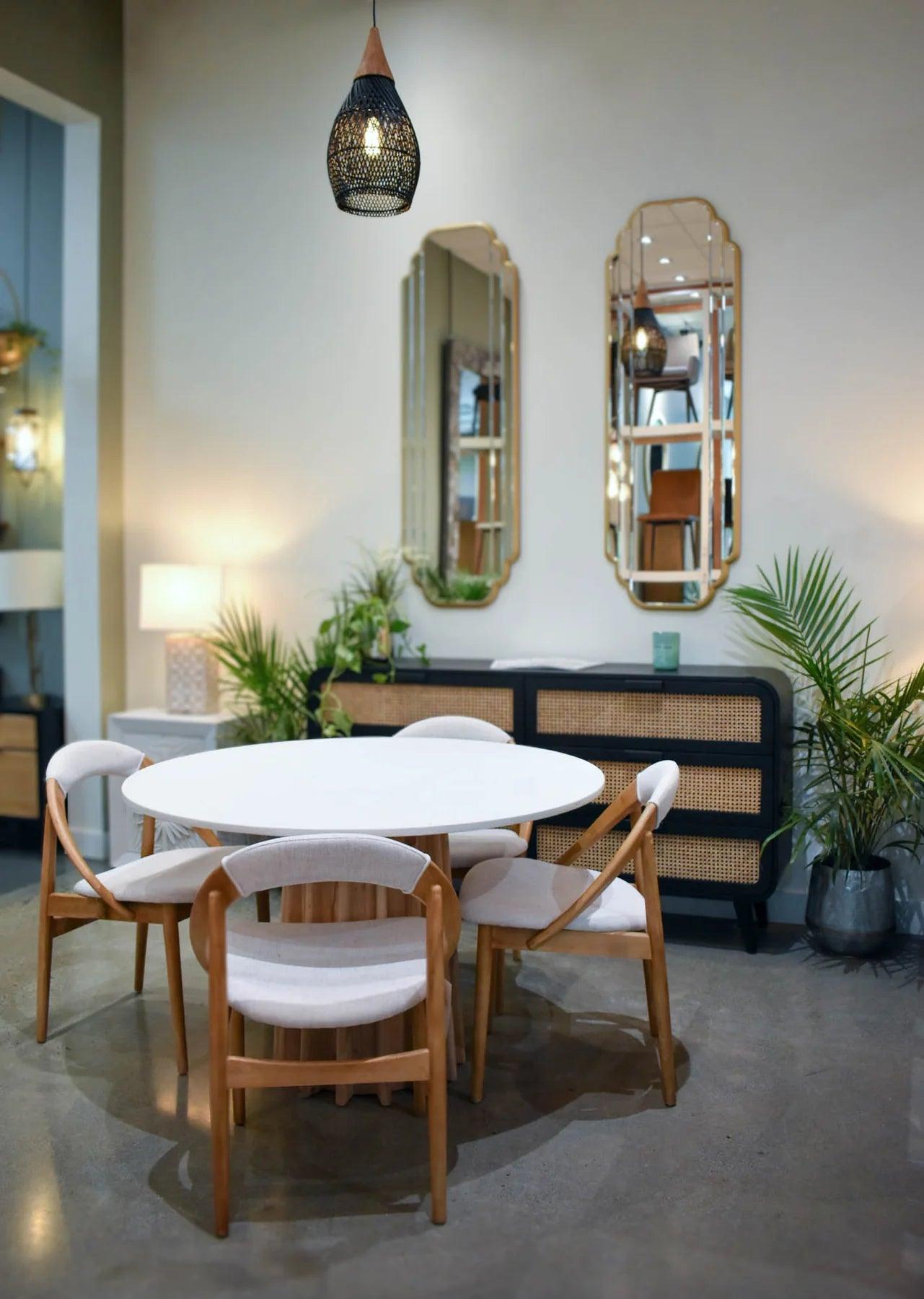 Sculpture Oak Concrete Finish Top Round Dining Table - Northern Interiors