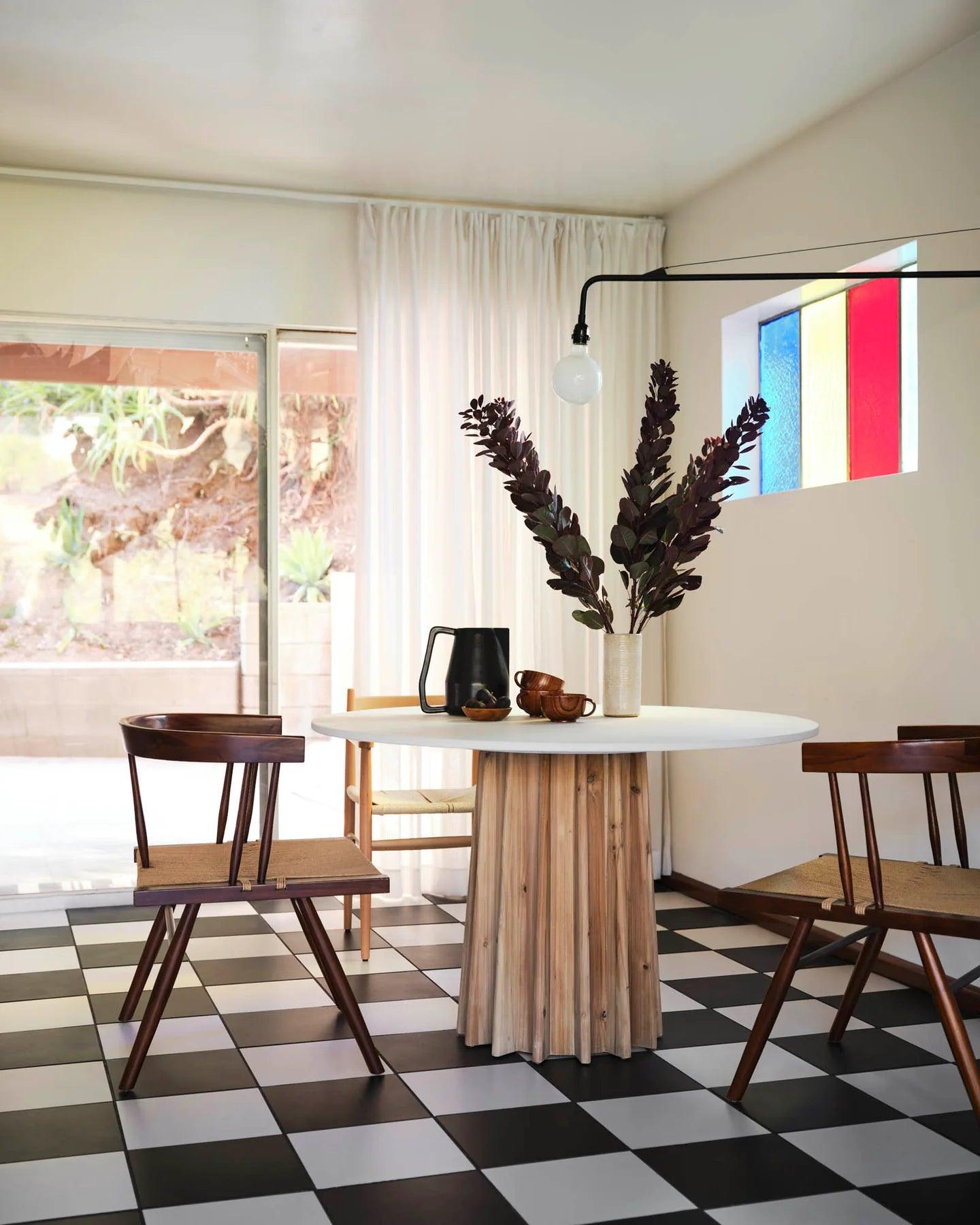 Sculpture Oak Concrete Finish Top Round Dining Table - Northern Interiors