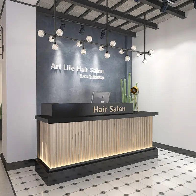 Slat Panel Modern Salon Reception Desk โ Northern Interiors - CA