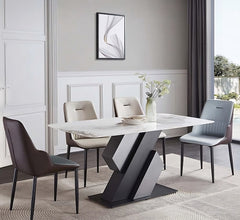 DINECRAFT Modern Stone Top Dining Table