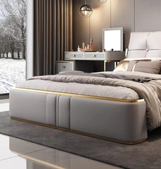 Susan Imitation Leather Luxury Gold Stainless Steel Bed frame - Northern Interiors