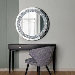 Unique Round Crushed Diamond Crystal Wall Mirror - Northern Interiors