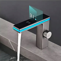 LED Hydro Powered Bathroom Vanity Faucet with Temperature Display