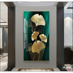 Luxurious Golden Ginkgo Leaf Wall Art