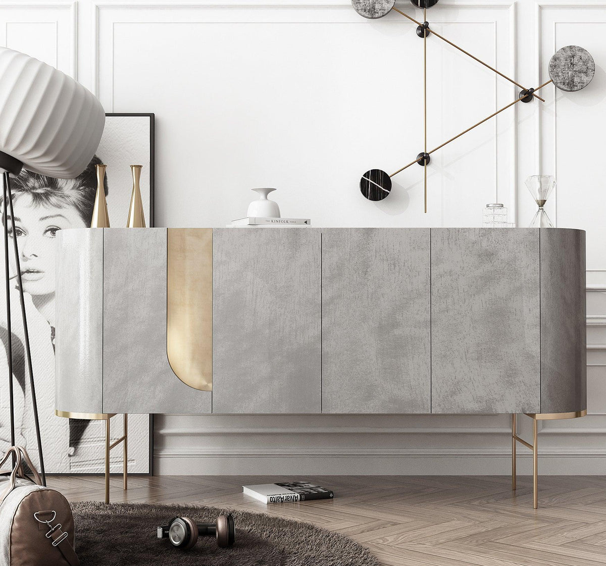 ANTIGUA Modern Flat Pack Grey Sideboards Cabinet - Northern Interiors