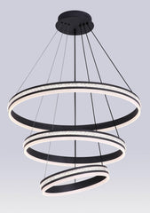 BLACK SPARKLE Modern Luxury 3 Ring LED Pendant Light - Northern Interiors