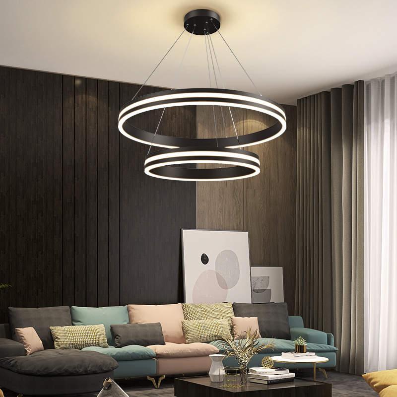 Double Black Modern Luxury 2 Ring LED Pendant Light - Northern Interiors