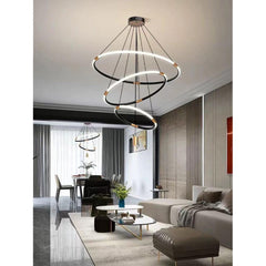 Draga Luxury Black and Gold 3 Ring LED Pendant Light - Northern Interiors