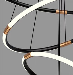 Draga Luxury Black and Gold 3 Ring LED Pendant Light - Northern Interiors